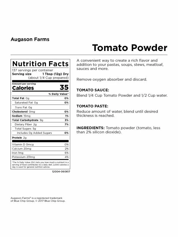 Augason Farms Tomato Powder 8 Augason Farms Tomato Powder