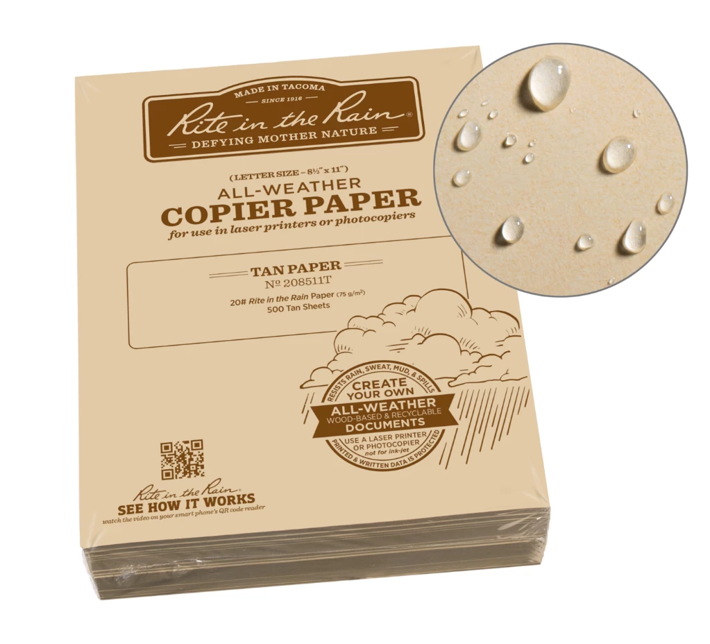 Rite In The Rain Weatherproof Bulk Copier Paper 8.5 In. X 11 In. 500 Sheets - 20# 3 Rite In The Rain Weatherproof Bulk Copier Paper 8.5 In. X 11 In. 500 Sheets - 20#