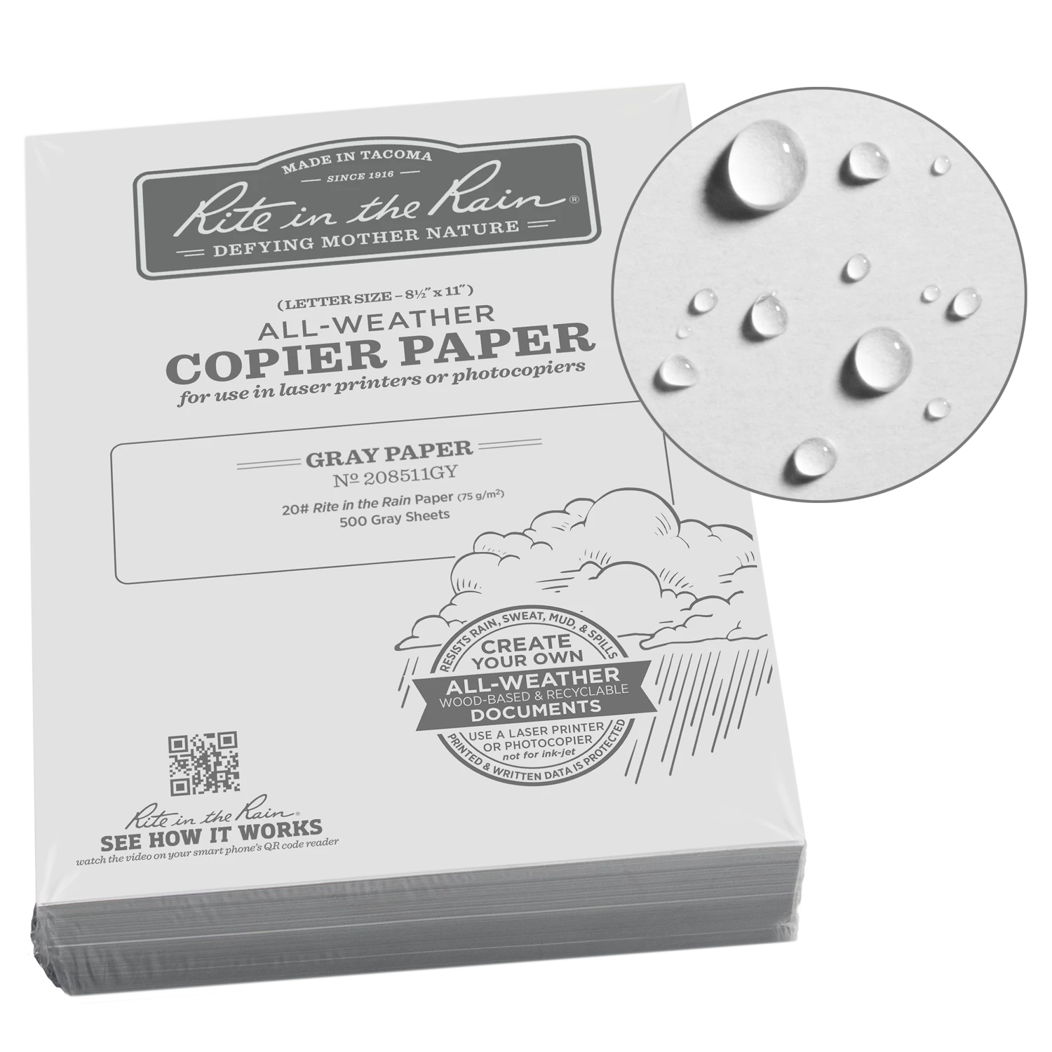 Rite In The Rain Weatherproof Bulk Copier Paper 8.5 In. X 11 In. 500 Sheets - 20# 4 Rite In The Rain Weatherproof Bulk Copier Paper 8.5 In. X 11 In. 500 Sheets - 20#