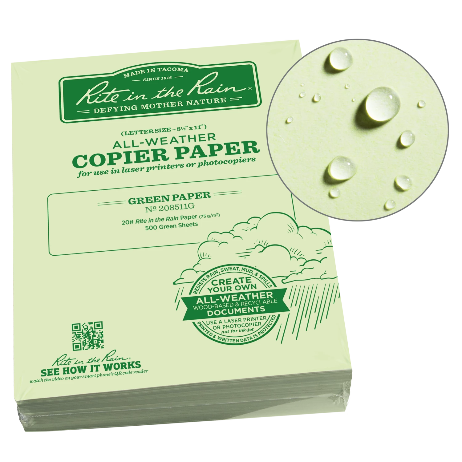 Rite In The Rain Weatherproof Bulk Copier Paper 8.5 In. X 11 In. 500 Sheets - 20# 1 Rite In The Rain Weatherproof Bulk Copier Paper 8.5 In. X 11 In. 500 Sheets - 20#