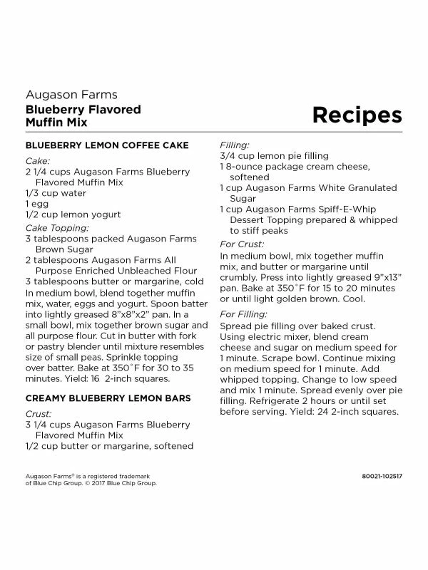Augason Farms Blueberry Muffin Mix 4 Augason Farms Blueberry Muffin Mix