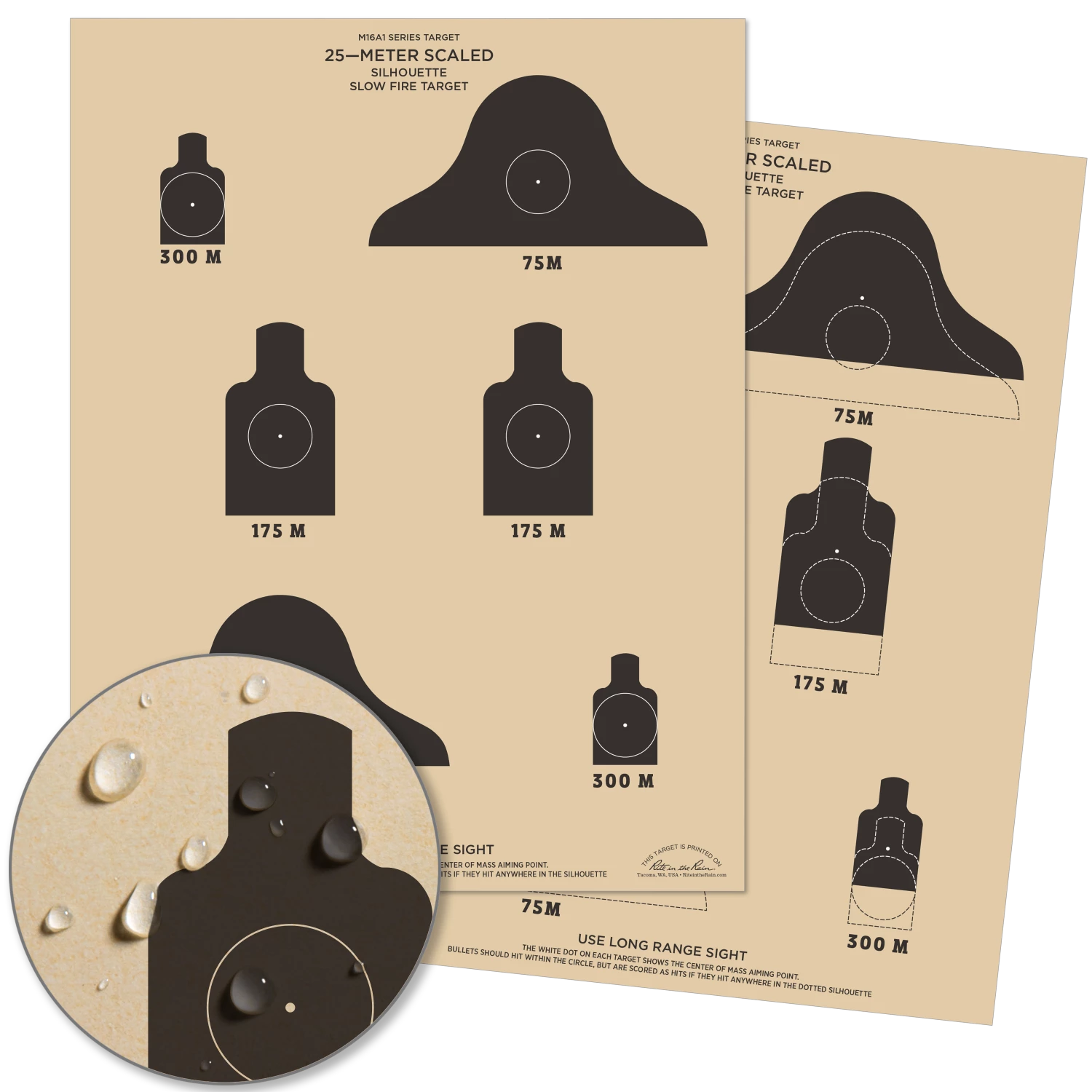 Rite In The Rain Weatherproof 25m Slow Fire Qualification Targets - 10 Pack 1 Rite In The Rain Weatherproof 25m Slow Fire Qualification Targets - 10 Pack