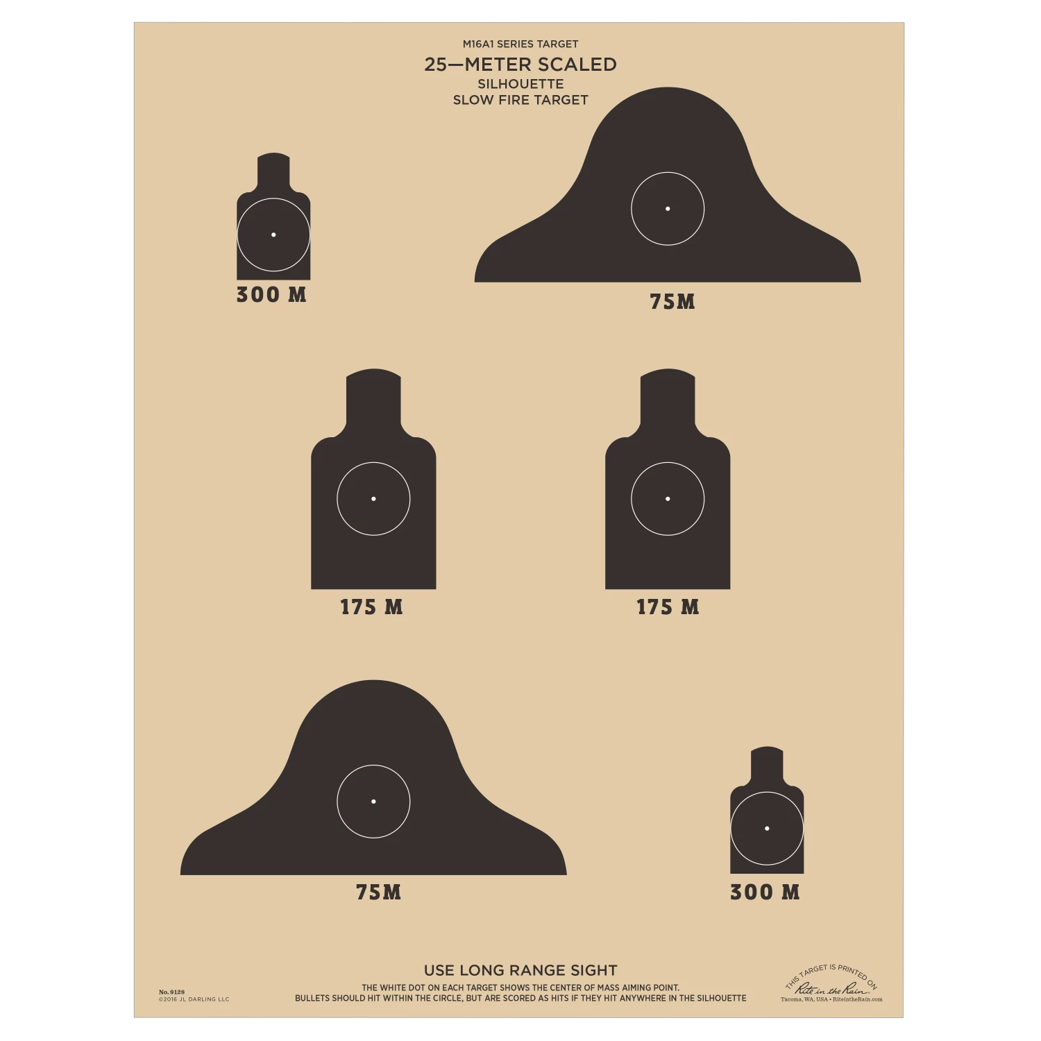 Rite In The Rain Weatherproof 25m Slow Fire Qualification Targets - 100 Pack 2 Rite In The Rain Weatherproof 25m Slow Fire Qualification Targets - 100 Pack