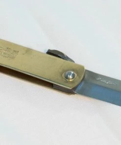 Gyokucho Blue Paper Steel HIGO Knife (120mm) Brass Handle