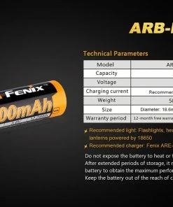 FENIX ARB-L18 3400 18650 LI-ION RECHARGEABLE BATTERY Fenix Lights