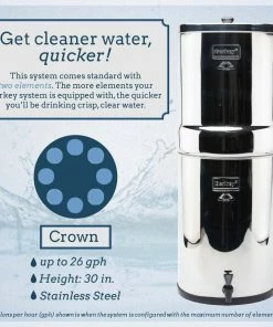 Crown Berkey Water Filter (6 Gal) With 8 Filters