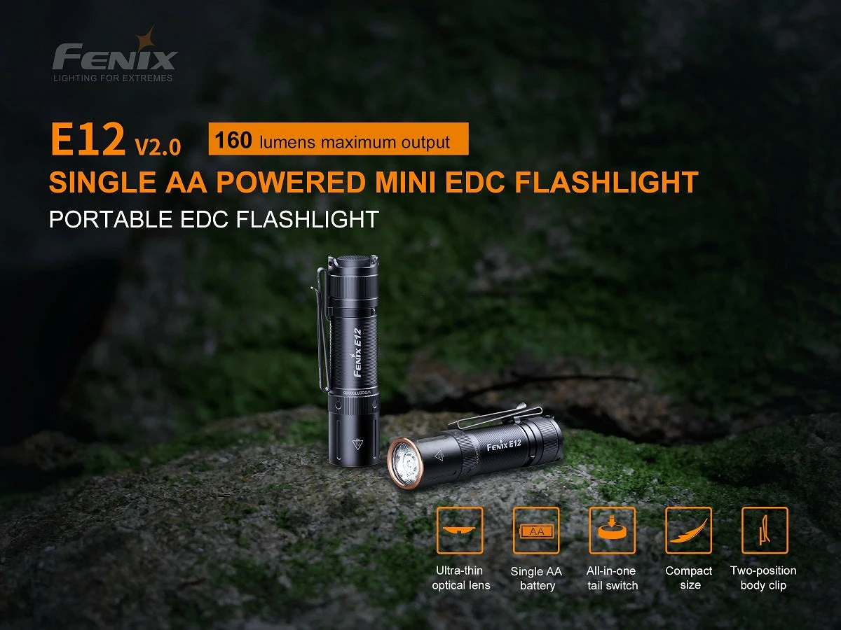 FENIX E12 V2.0 160 LUMENS AA EDC FLASHLIGHT 2 FENIX E12 V2.0 160 LUMENS AA EDC FLASHLIGHT