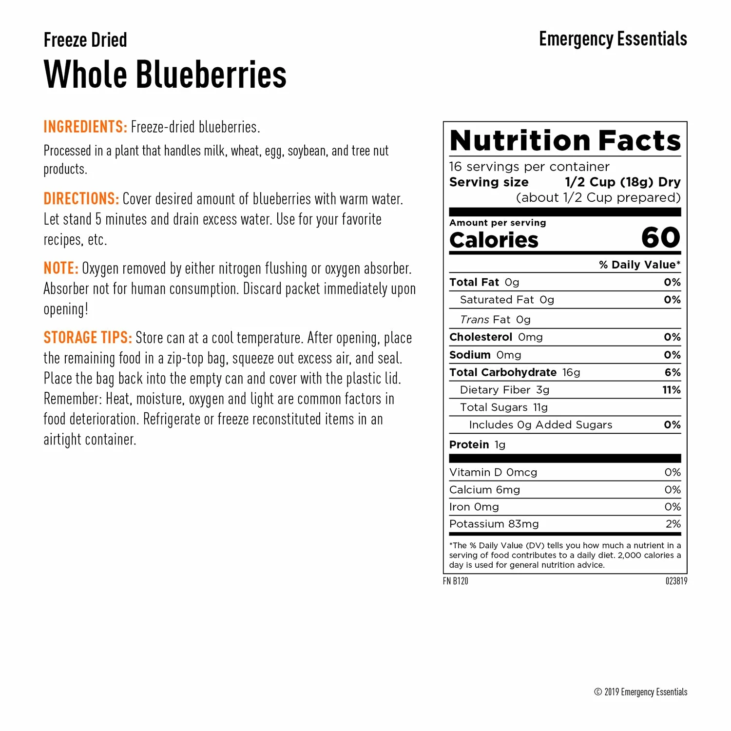 Food & Food Storage Emergency Essentials Freeze-Dried Whole Blueberries Large Can 2 Food & Food Storage Emergency Essentials Freeze-Dried Whole Blueberries Large Can