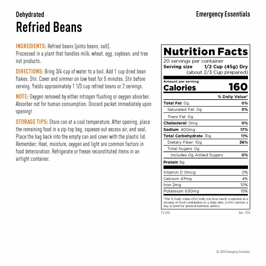 Emergency Essentials Refried Beans 3 Emergency Essentials Refried Beans