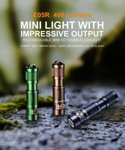 Fenix E05R 400 Lumens Mini Rechargeable Flashlight Flashlights
