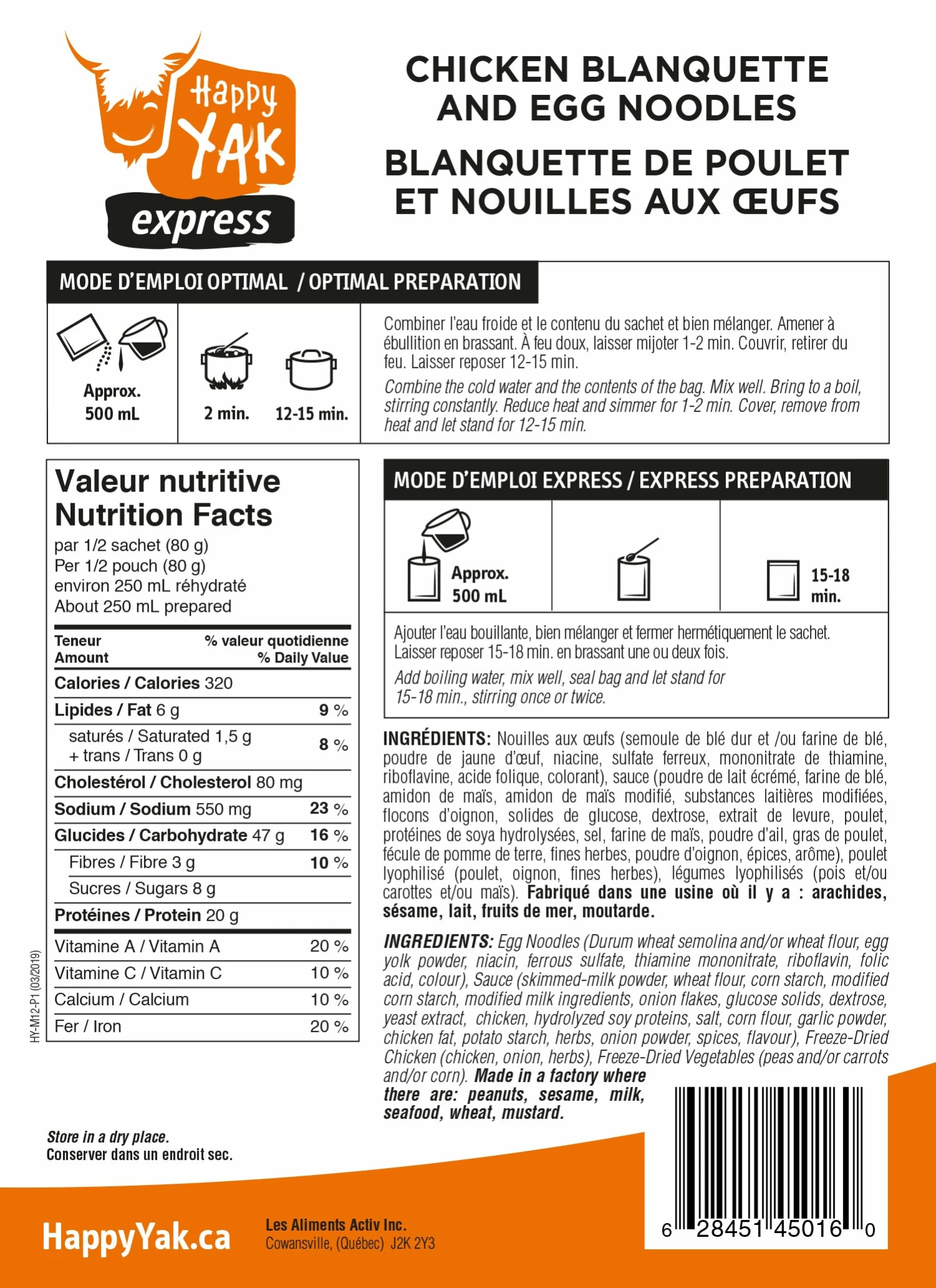 Food & Food Storage Happy Yak Chicken Blanquette And Egg Noodles 2 Food & Food Storage Happy Yak Chicken Blanquette And Egg Noodles