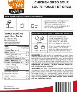 Food & Food Storage HAPPY YAK CHICKEN ORZO SOUP