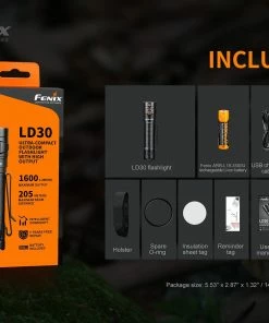 Flashlights Fenix LD30 1600 Lumens Ultra-Compact Flashlight With Tail Switch