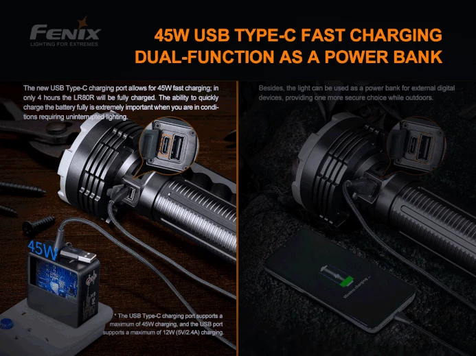 Flashlights Fenix LR80R 18000 Lumen Rechargeable Searchlight 9 Flashlights Fenix LR80R 18000 Lumen Rechargeable Searchlight