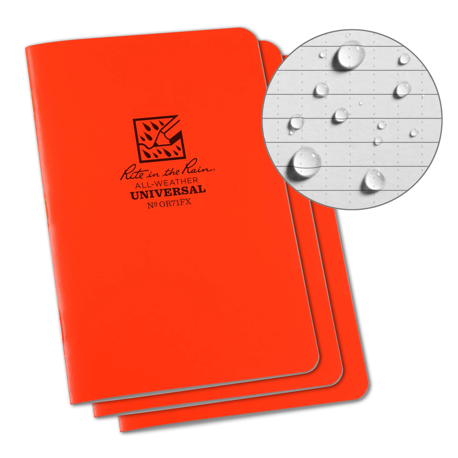 Rite In The Rain Weatherproof Stapled Notebook, 4.625 In. X 7 In. - 3 Pack 1 Rite In The Rain Weatherproof Stapled Notebook, 4.625 In. X 7 In. - 3 Pack