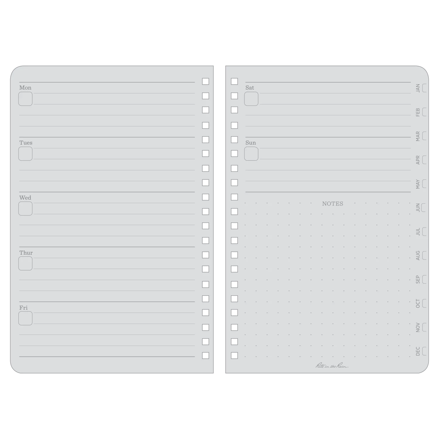 Waterproof Notebooks Rite In The Rain Weatherproof Side Spiral Weekly Planner, 4.625 In. X 7 In. 2 Waterproof Notebooks Rite In The Rain Weatherproof Side Spiral Weekly Planner, 4.625 In. X 7 In.