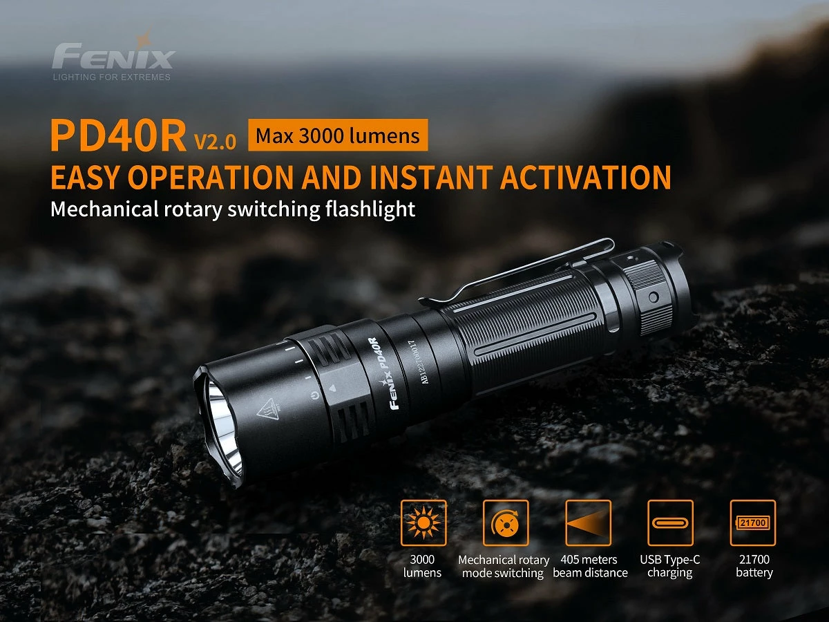 Flashlights FENIX PD40R V2.0 3000 LUMENS RECHARGEABLE FLASHLIGHT 2 Flashlights FENIX PD40R V2.0 3000 LUMENS RECHARGEABLE FLASHLIGHT