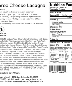 AlpineAire Three Cheese Lasagna