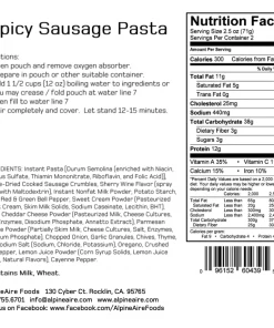 AlpineAire Spicy Sausage Pasta (Pork) Backpacking Meals