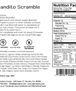 Backpacking Meals AlpineAire Bandito Scramble - Gluten Free