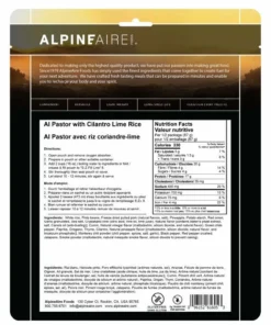 AlpineAire Al Pastor With Cilantro Lime Rice Backpacking Meals
