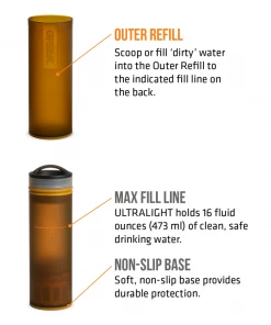 Water GRAYL ULTRALIGHT Compact Purifier Bottle - 16oz