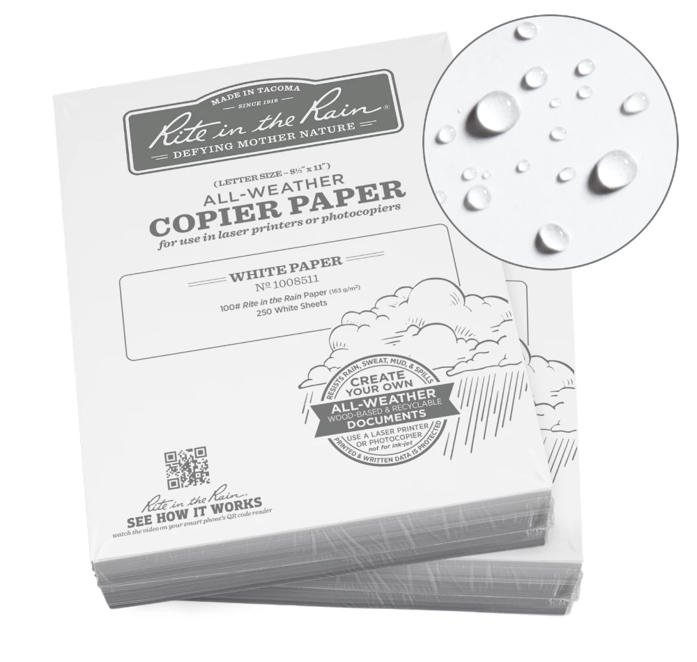 Rite In The Rain Weatherproof Bulk Copier Paper 8.5 In. X 11 In. 500 Sheets - 20# 2 Rite In The Rain Weatherproof Bulk Copier Paper 8.5 In. X 11 In. 500 Sheets - 20#