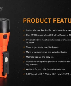 FENIX WF11E 200 LUMENS INTRINSICALLY SAFE FLASHLIGHT
