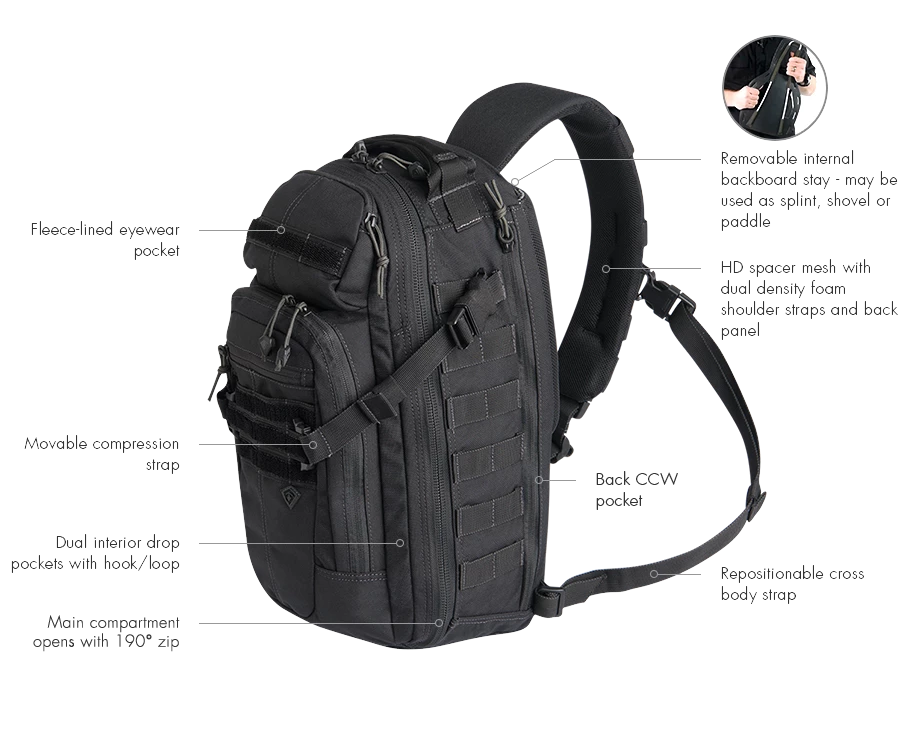 FIRST TACTICAL CROSSHATCH SLING PACK 10 FIRST TACTICAL CROSSHATCH SLING PACK