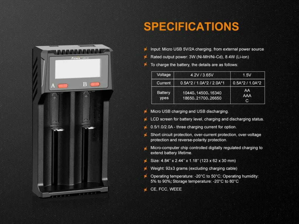 Fenix ARE-D2 Dual Bay Smart Battery Charger 8 Fenix ARE-D2 Dual Bay Smart Battery Charger
