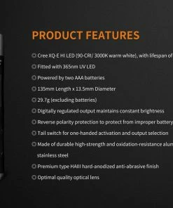 FENIX LD05V2.0 100 LUMENS PENLIGHT WITH UV LIGHT Flashlights