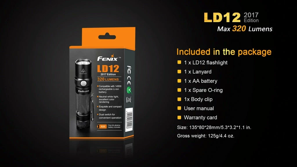 FENIX LD12 320 LUMENS EDC POCKET FLASHLIGHT Flashlights 2 FENIX LD12 320 LUMENS EDC POCKET FLASHLIGHT Flashlights