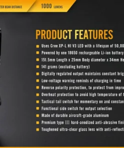 FENIX TK20R 1000 LUMENS RECHARGEABLE FLASHLIGHT