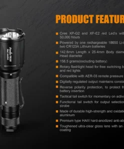 FENIX TK25 RED HUNTING FLASHLIGHT - 1000 LUMENS