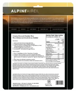 Backpacking Meals AlpineAire Creamy Broccoli Cheddar Rice