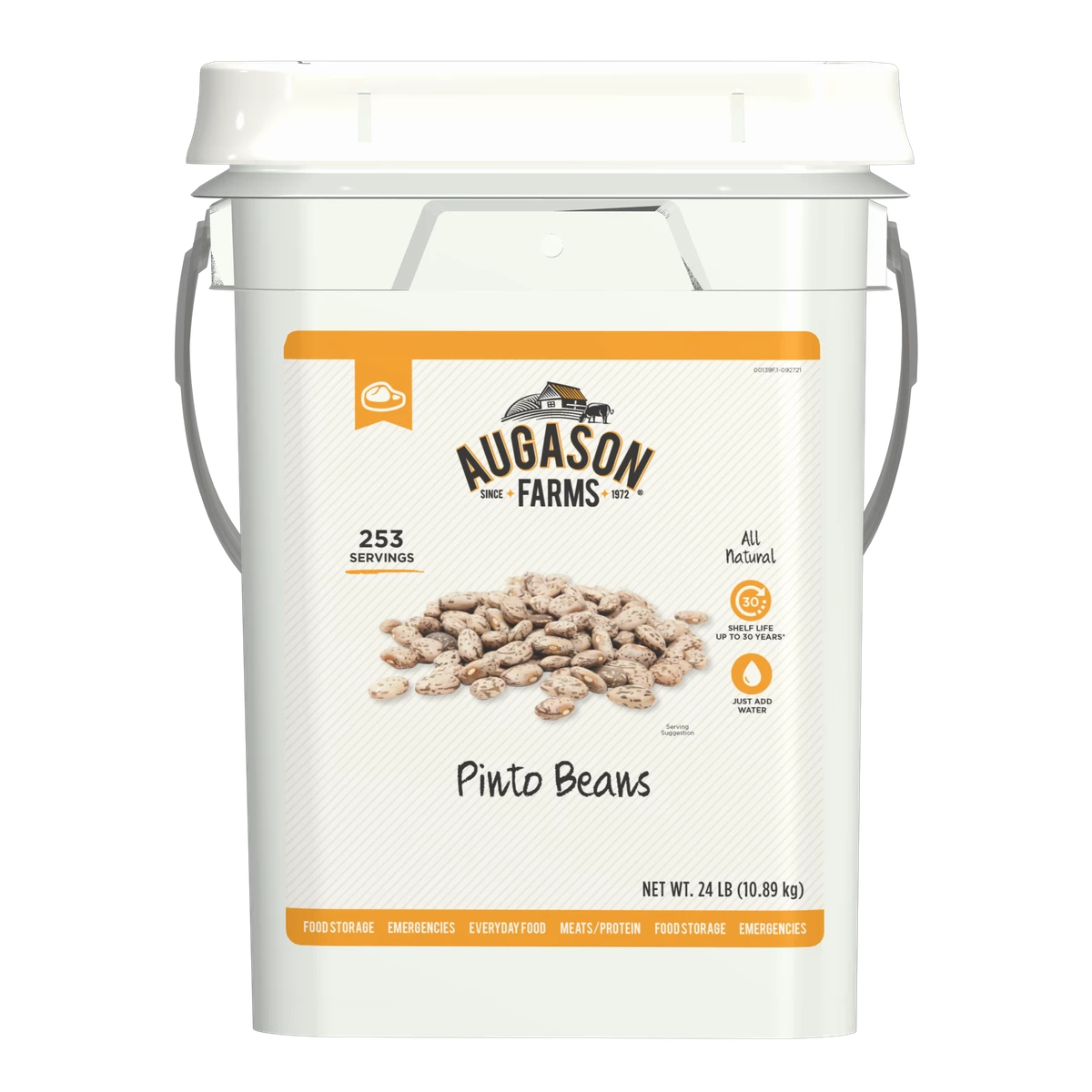 Augason Farms Pinto Beans, 4 Gallon Pail 1 Augason Farms Pinto Beans, 4 Gallon Pail