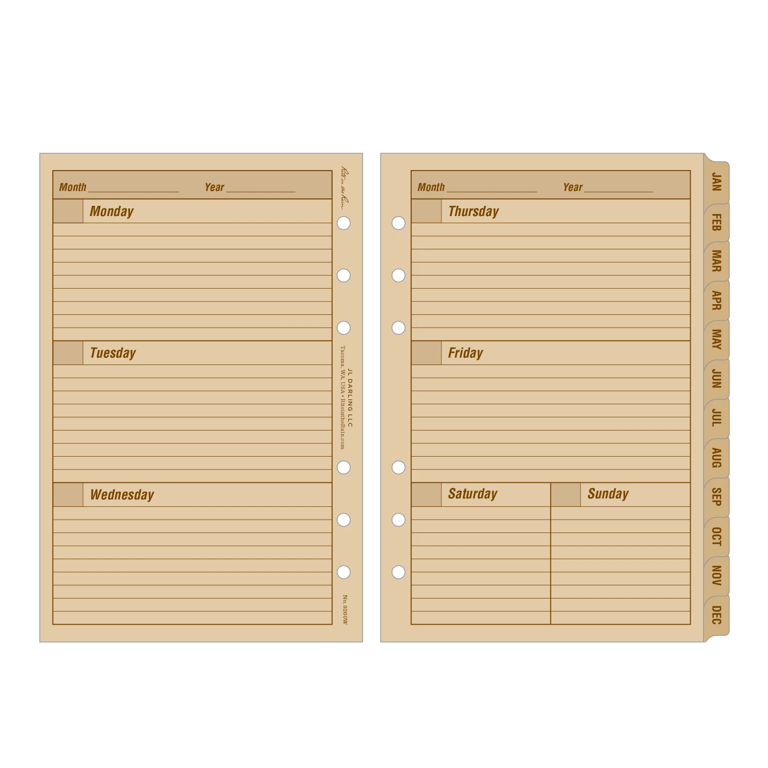 Rite In The Rain Weatherproof Weekly Calendar Set, 5 In. X 7 In. 5 Rite In The Rain Weatherproof Weekly Calendar Set, 5 In. X 7 In.