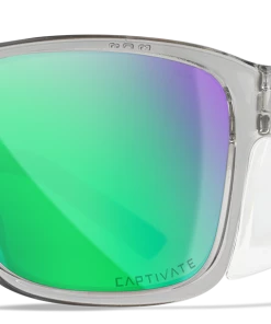 Wiley X Trek Sunglasses - Gloss Crystal Light Grey Frames With Captivate Polarized Green Mirror Lenses Gear