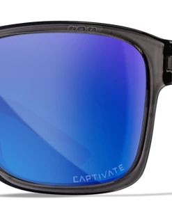 Wiley X Trek Sunglasses - Gloss Crystal Dark Grey Frame With Captivate Polarized Blue Mirror Lenses Gear